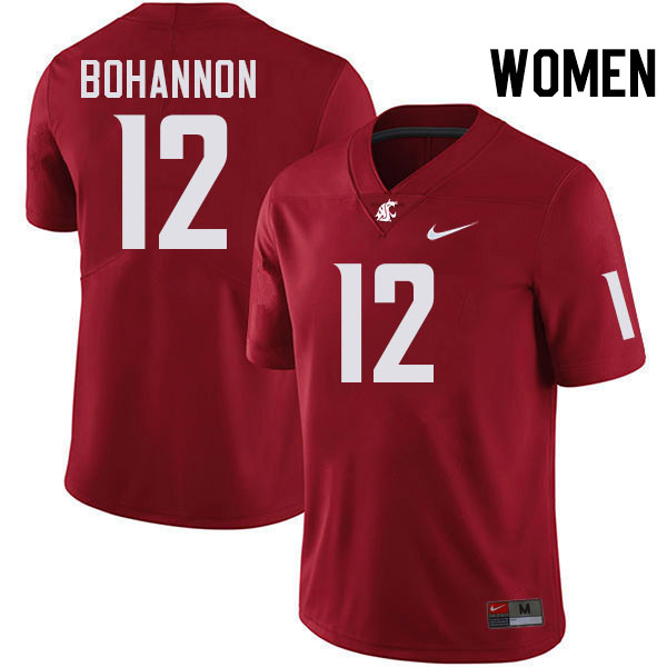 Women #12 Tristan Bohannon Washington State Cougars College Football Jerseys Stitched-Crimson